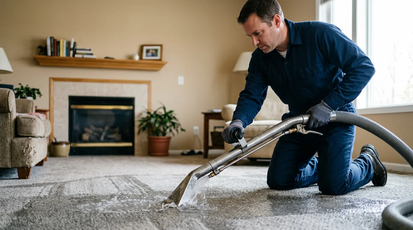 Water damage restoration technician working near Rockwell, IA